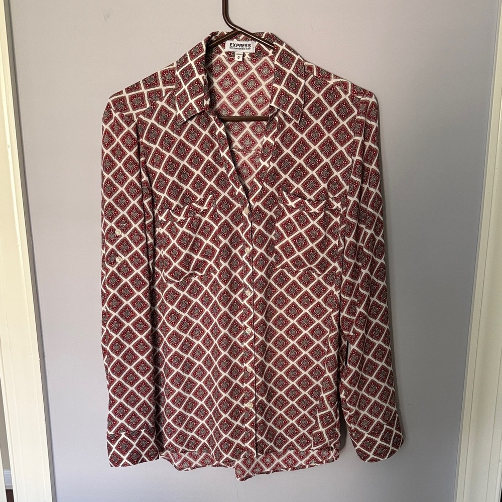 Express Women's red and white Portofino Shirt
